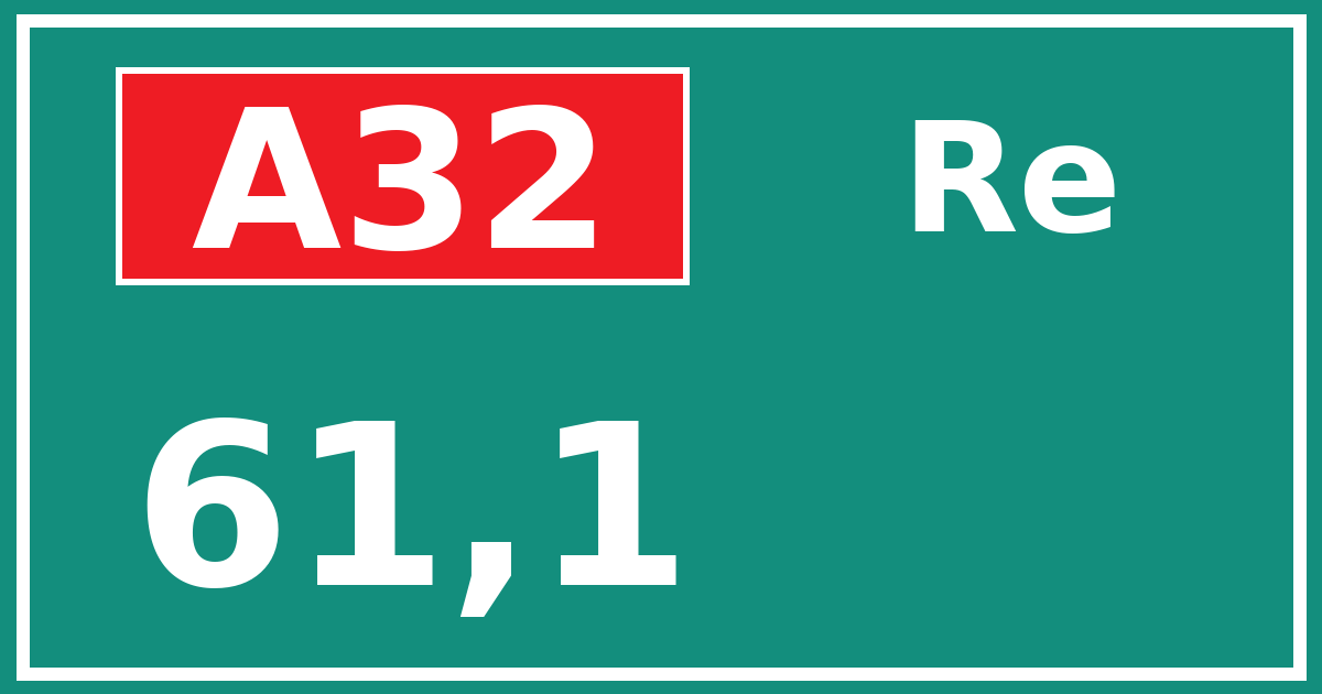 Hectometerbord A32 61,1 zijde Re