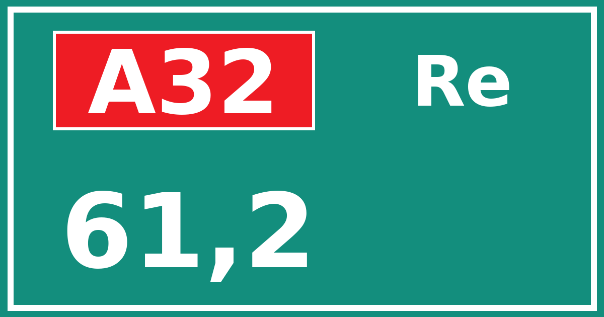Hectometerbord A32 61,2 zijde Re