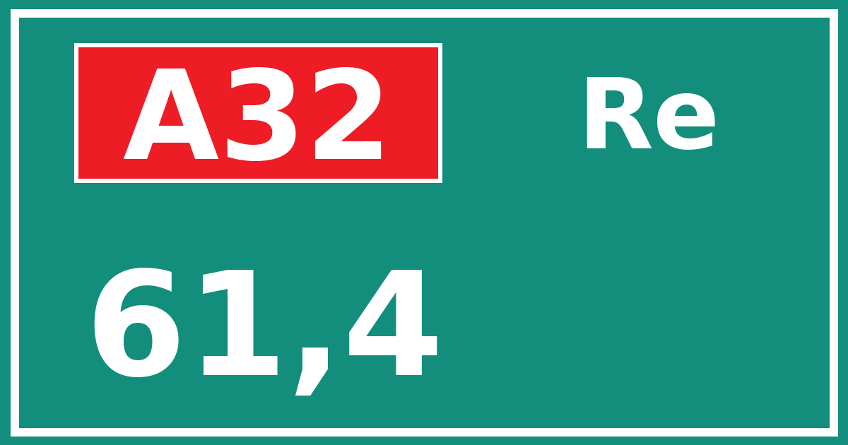 Hectometerbord A32 61,4 zijde Re