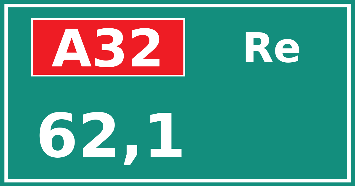 Hectometerbord A32 62,1 zijde Re