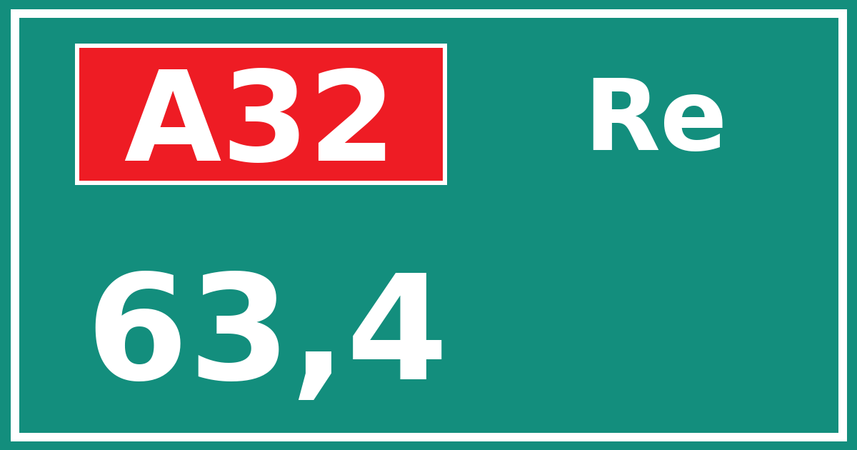 Hectometerbord A32 63,4 zijde Re