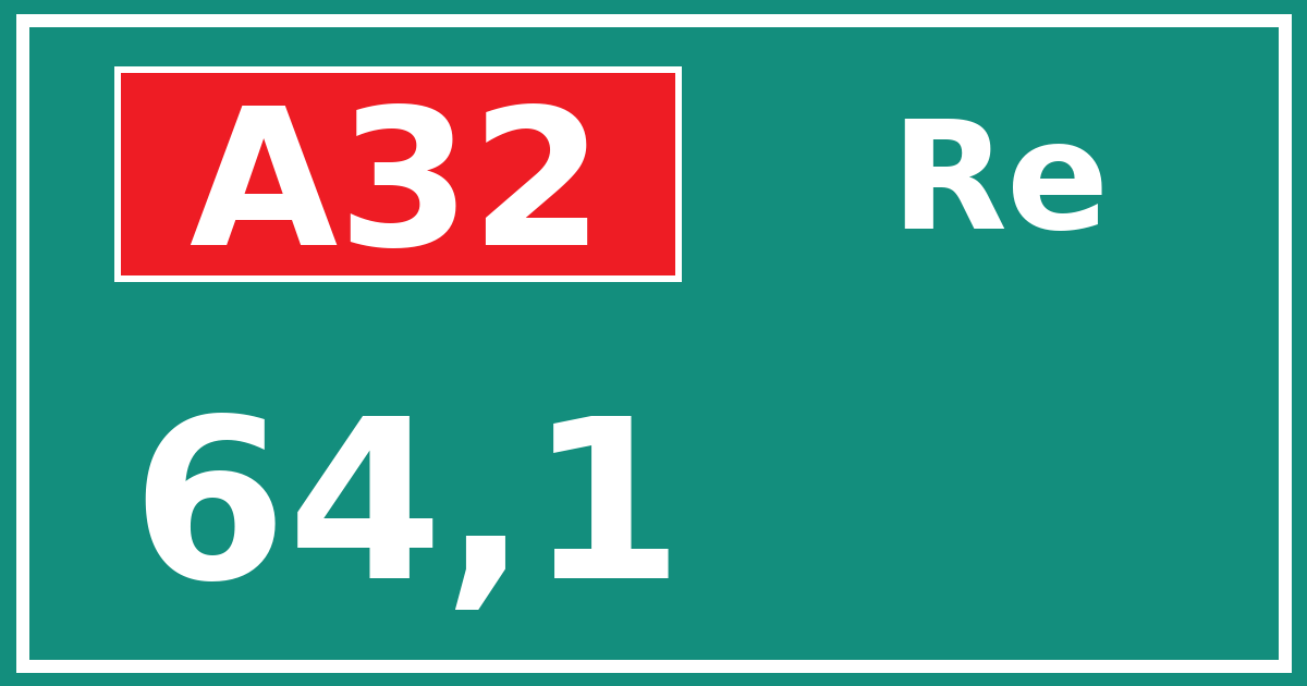 Hectometerbord A32 64,1 zijde Re