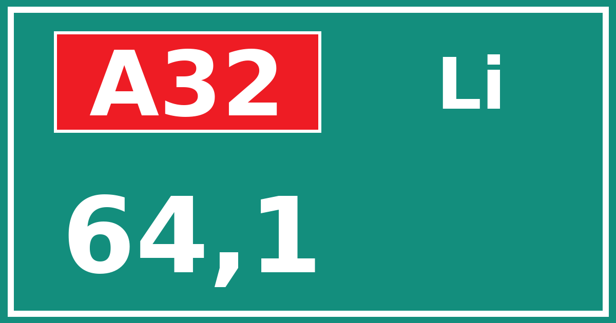 Hectometerbord A32 64,1 zijde Li