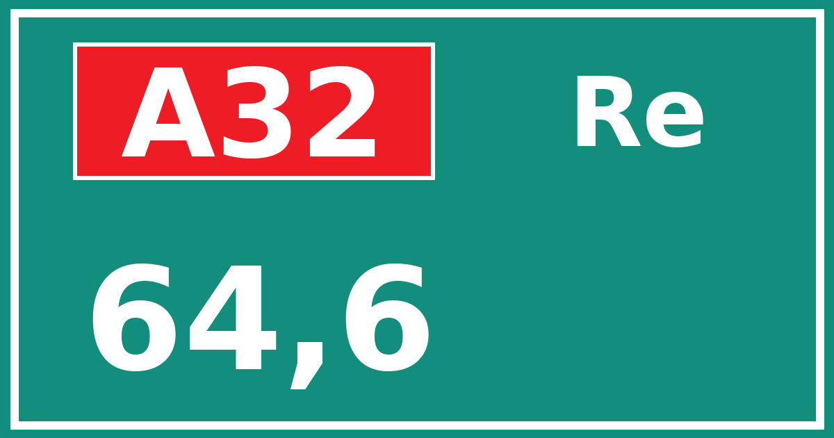 Hectometerbord A32 64,6 zijde Re