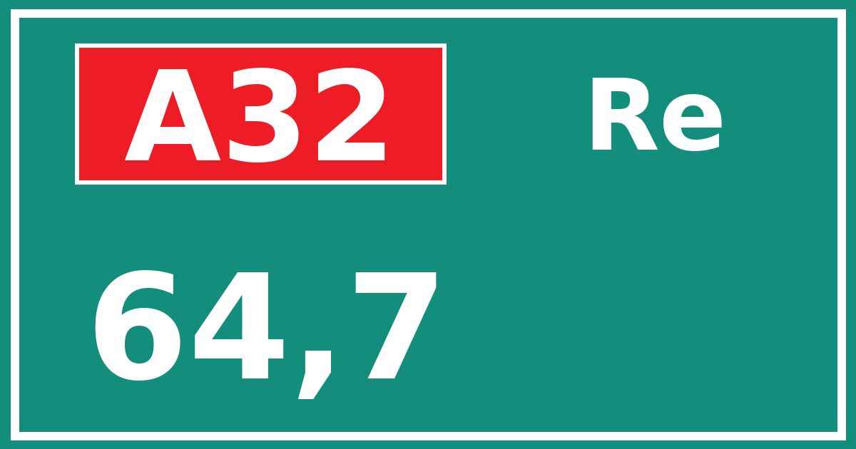 Hectometerbord A32 64,7 zijde Re