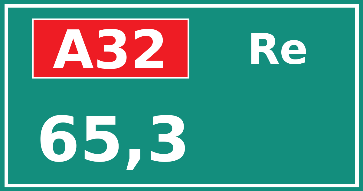Hectometerbord A32 65,3 zijde Re
