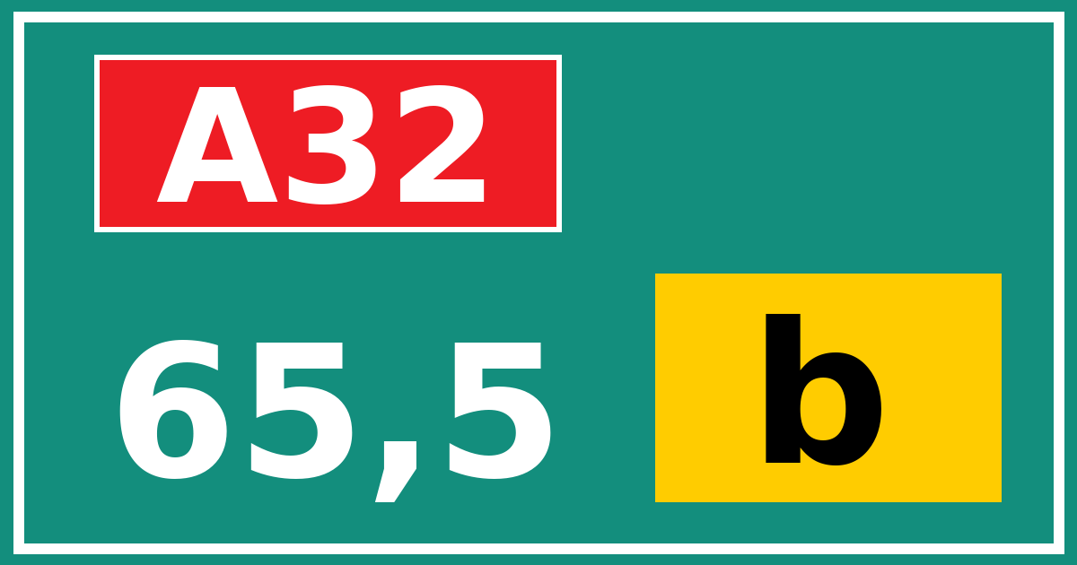 Hectometerbord A32 65,5 letter b