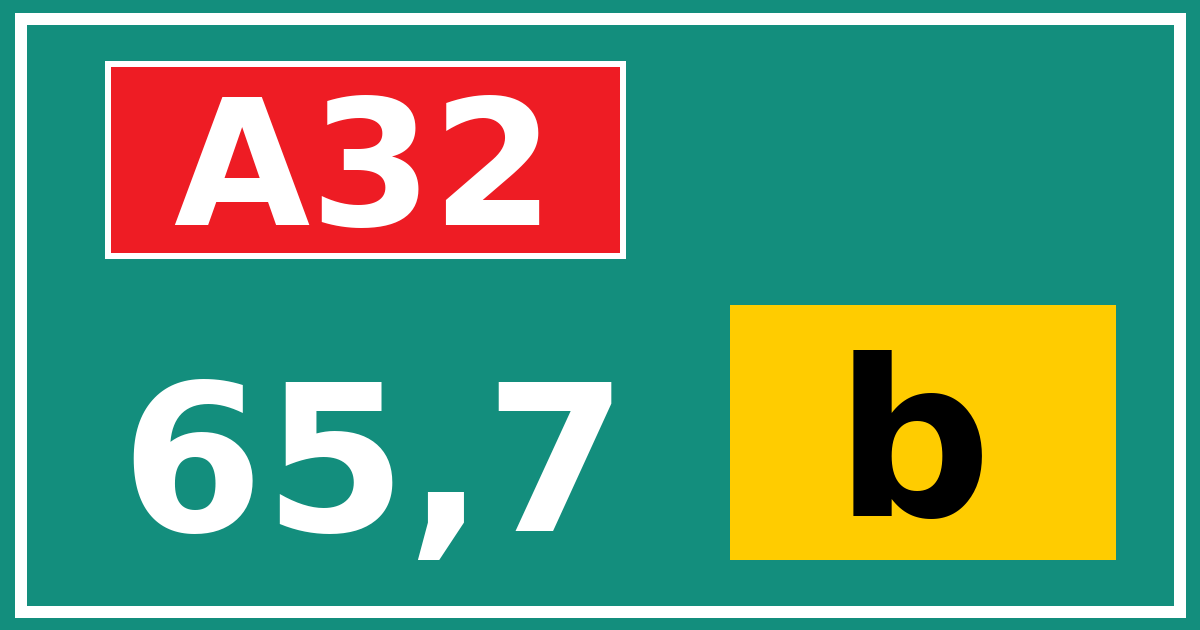 Hectometerbord A32 65,7 letter b