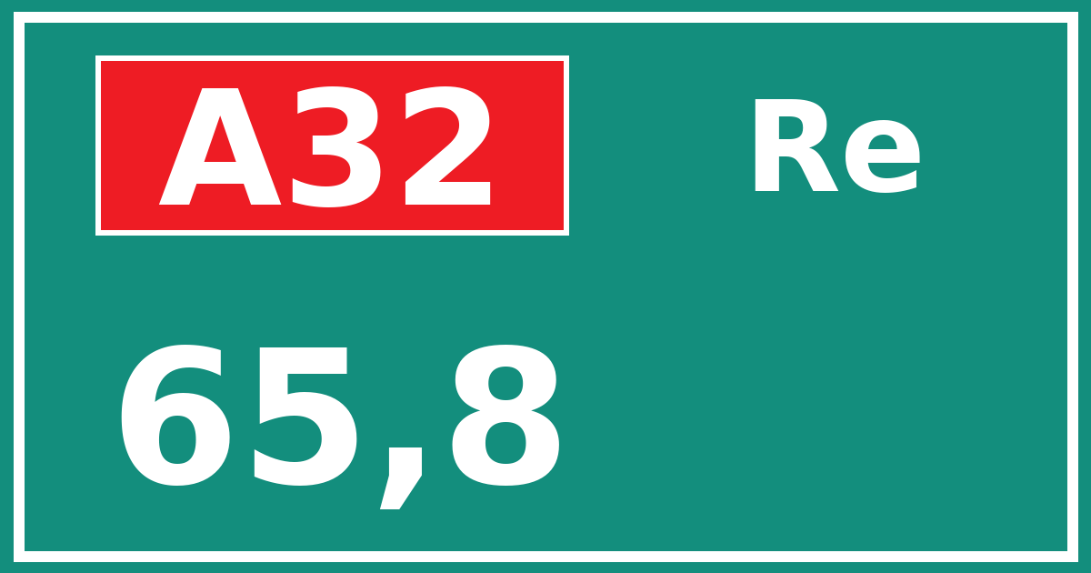 Hectometerbord A32 65,8 zijde Re