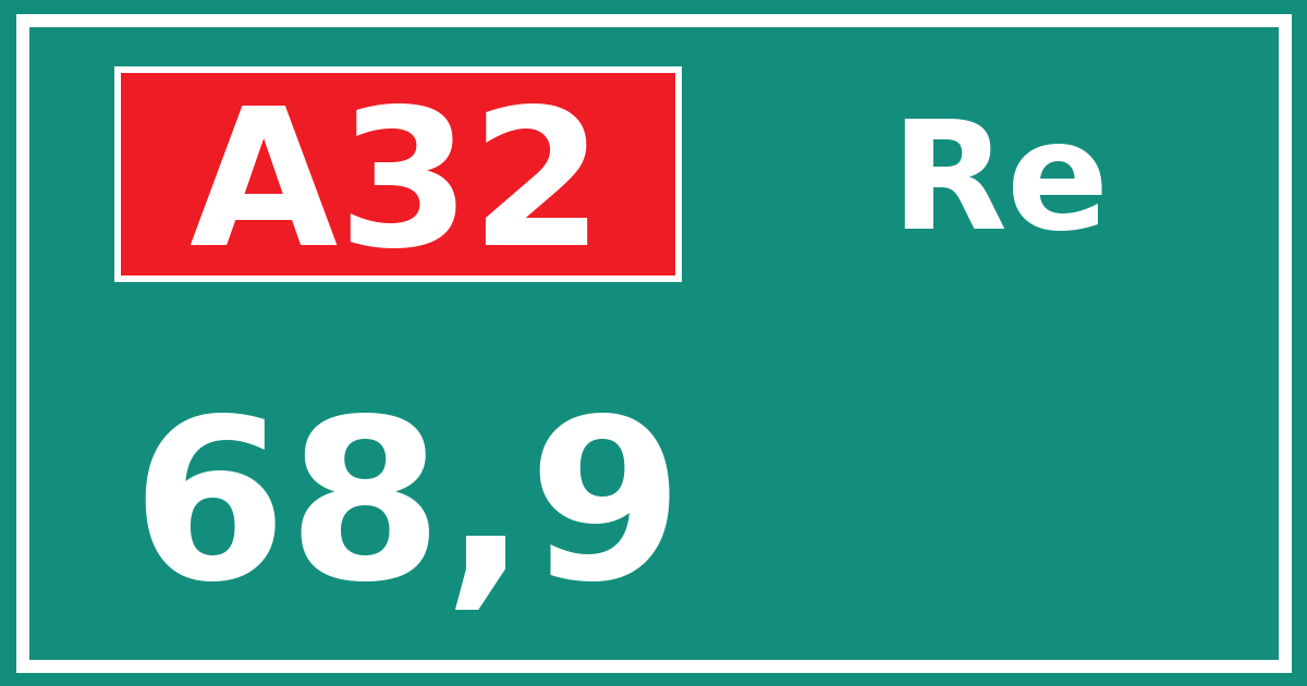 Hectometerbord A32 68,9 zijde Re