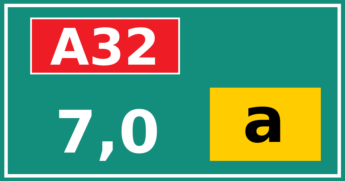 Hectometerbord A32 7,0 letter a