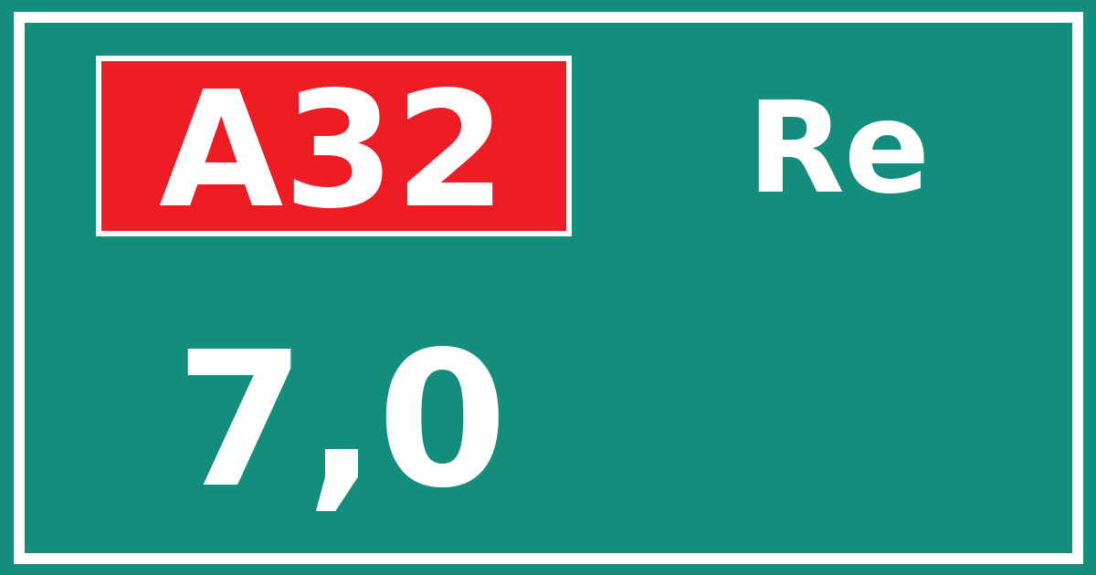 Hectometerbord A32 7,0 zijde Re
