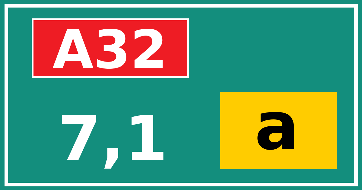 Hectometerbord A32 7,1 letter a