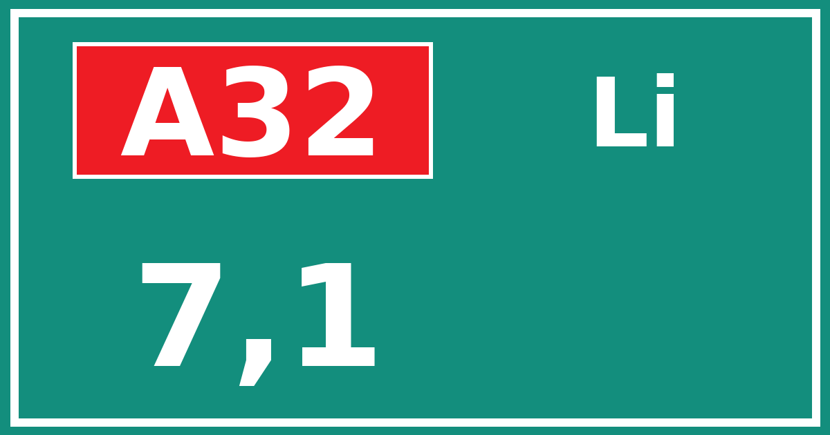 Hectometerbord A32 7,1 zijde Li