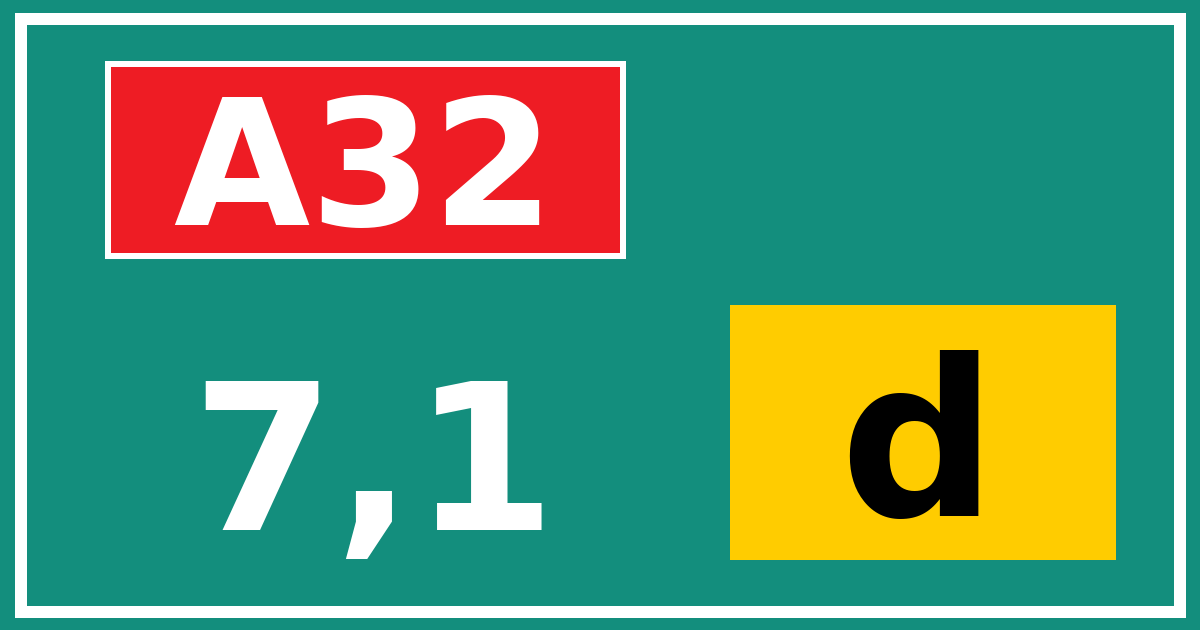 Hectometerbord A32 7,1 letter d