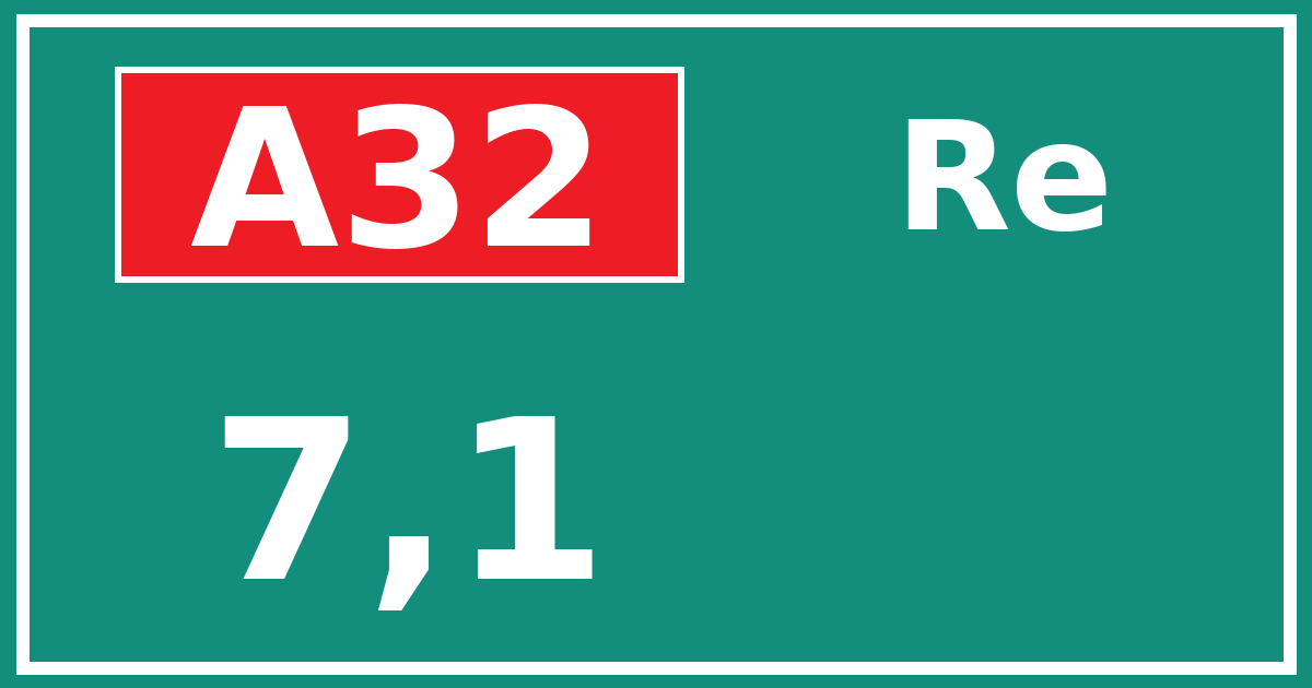 Hectometerbord A32 7,1 zijde Re