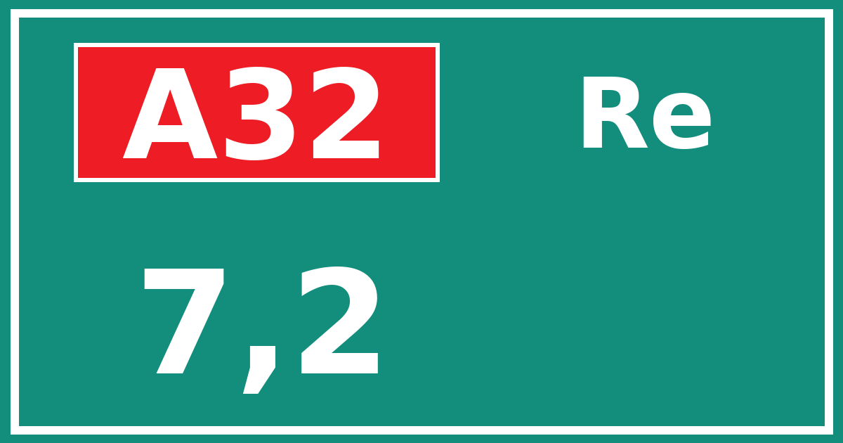 Hectometerbord A32 7,2 zijde Re