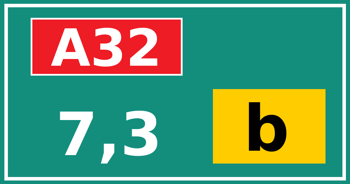 Hectometerbord A32 7,3 letter b