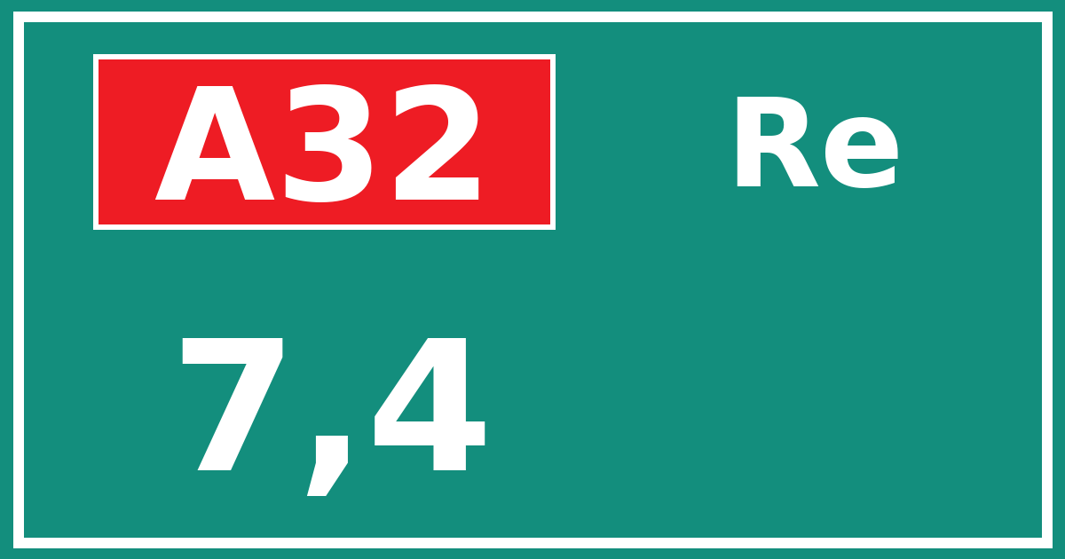 Hectometerbord A32 7,4 zijde Re
