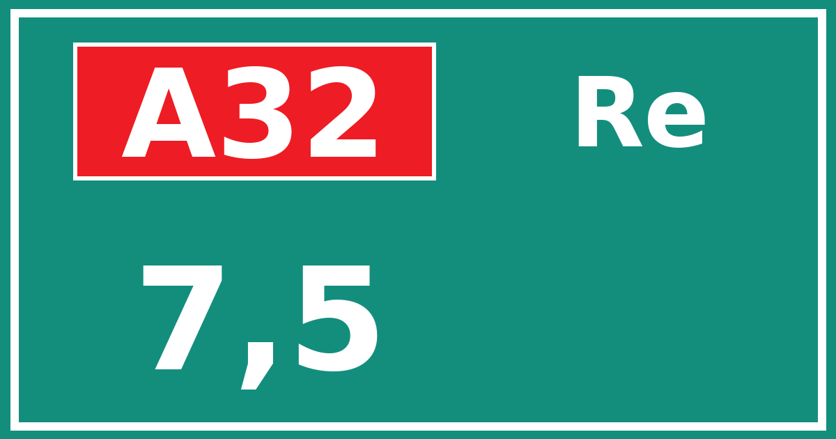 Hectometerbord A32 7,5 zijde Re