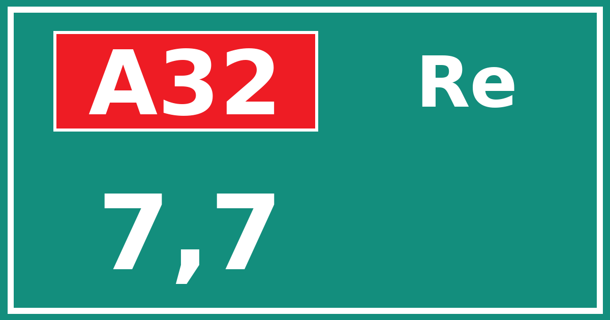 Hectometerbord A32 7,7 zijde Re