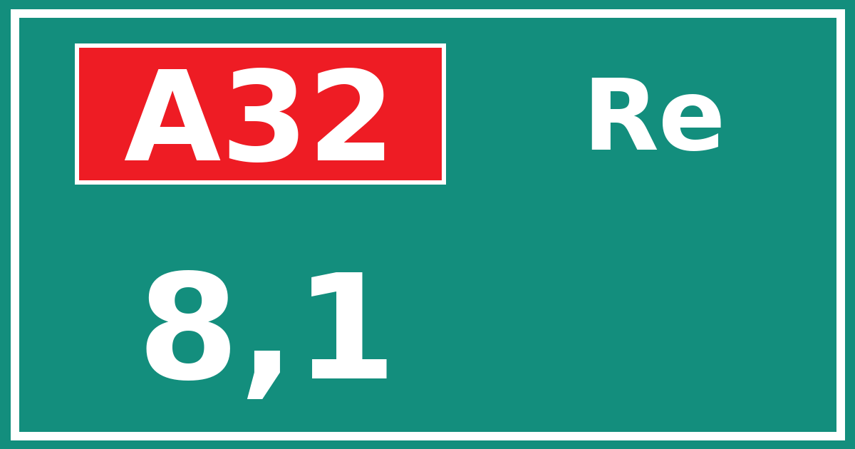 Hectometerbord A32 8,1 zijde Re