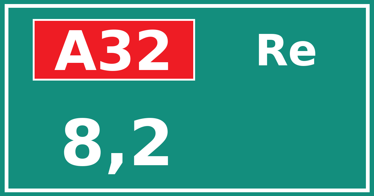 Hectometerbord A32 8,2 zijde Re