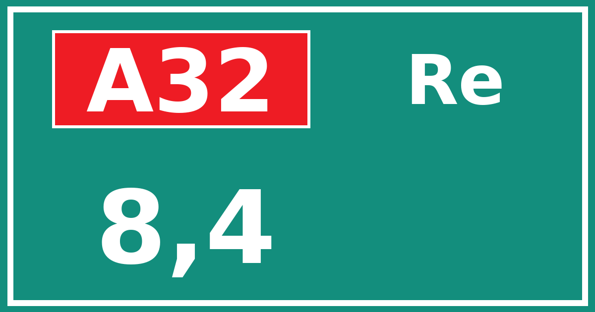 Hectometerbord A32 8,4 zijde Re