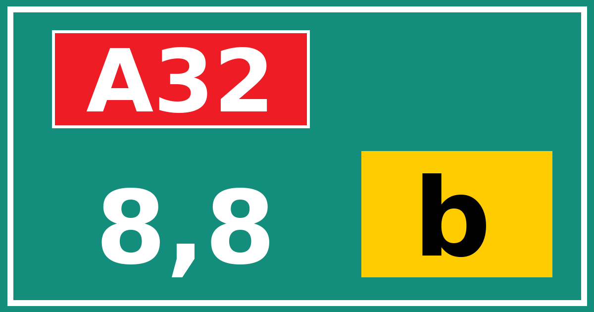 Hectometerbord A32 8,8 letter b