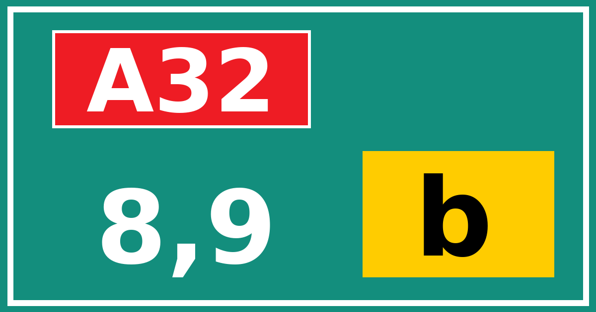 Hectometerbord A32 8,9 letter b