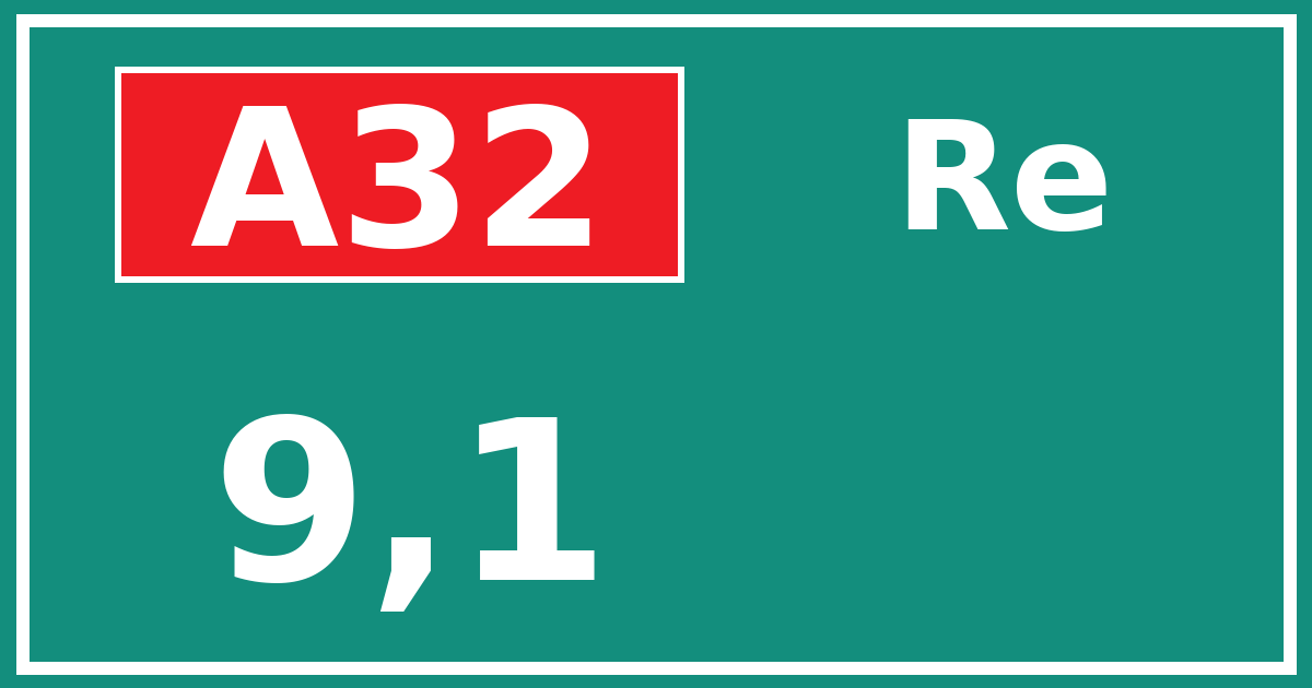Hectometerbord A32 9,1 zijde Re