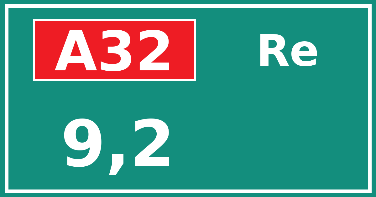 Hectometerbord A32 9,2 zijde Re