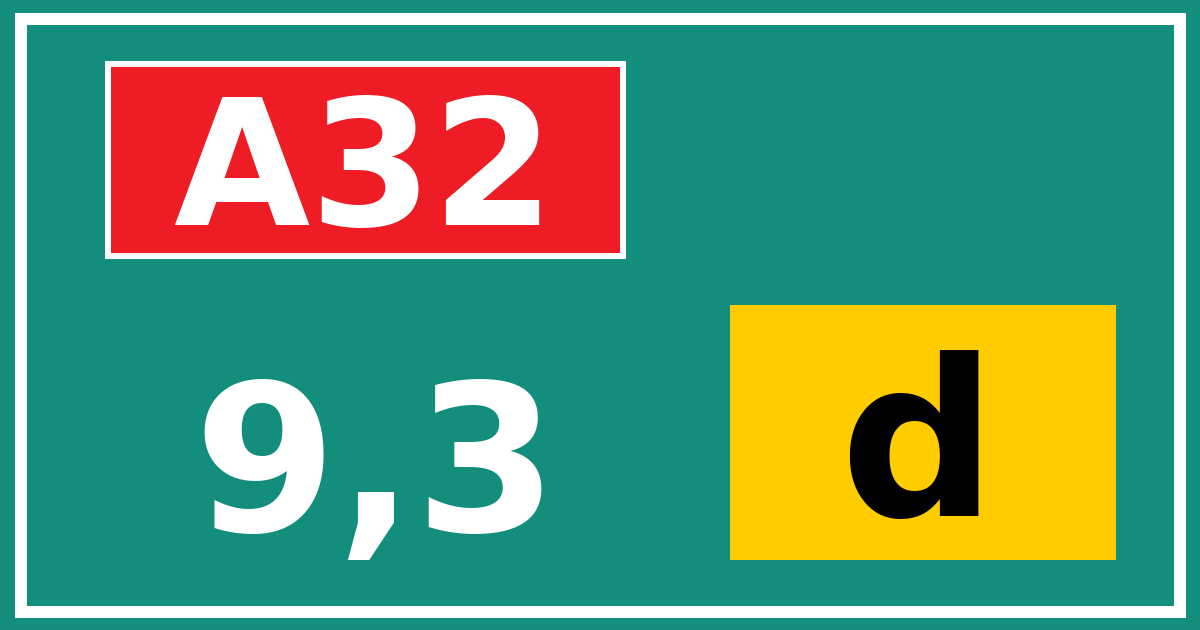 Hectometerbord A32 9,3 letter d