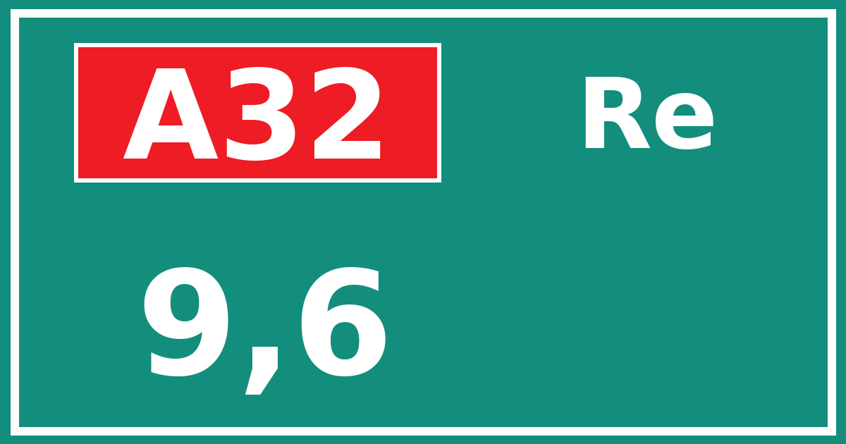 Hectometerbord A32 9,6 zijde Re