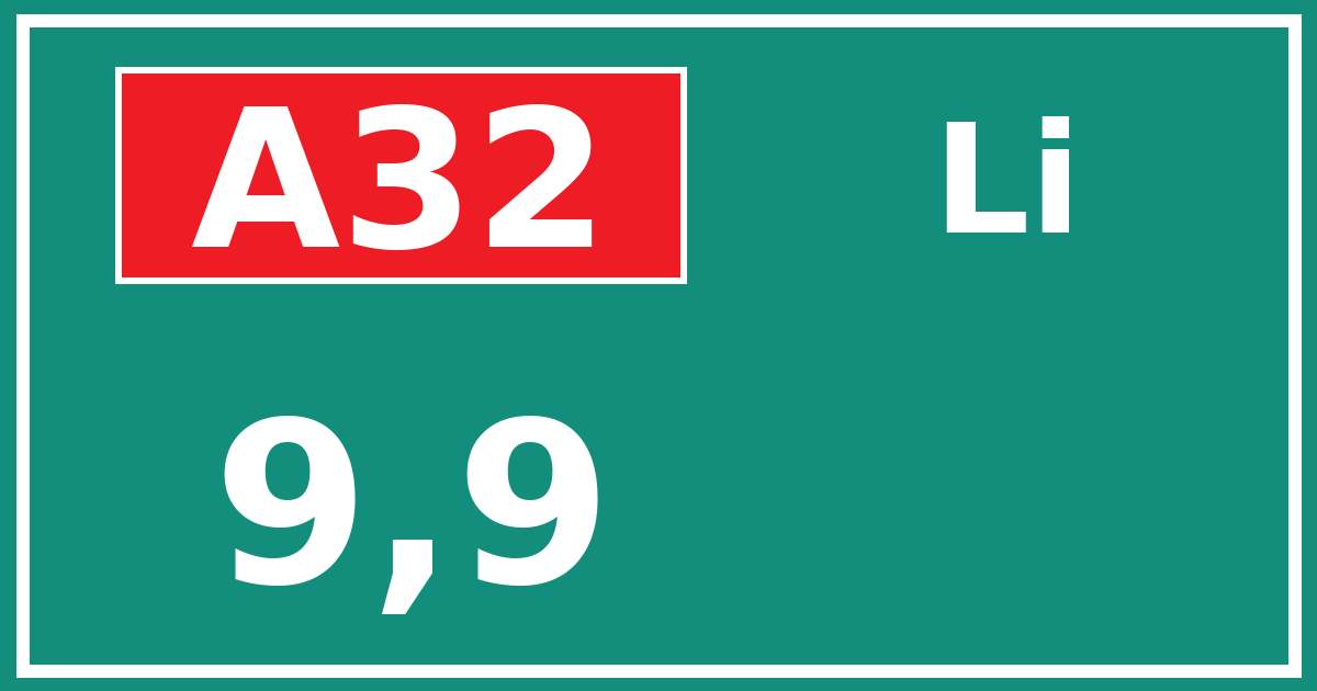 Hectometerbord A32 9,9 zijde Li