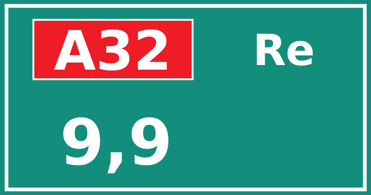 Hectometerbord A32 9,9 zijde Re