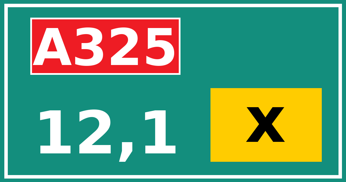 Hectometerbord A325 12,1 letter x