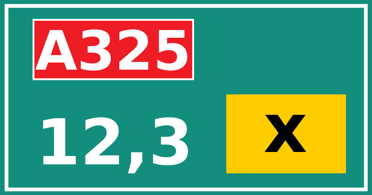 Hectometerbord A325 12,3 letter x