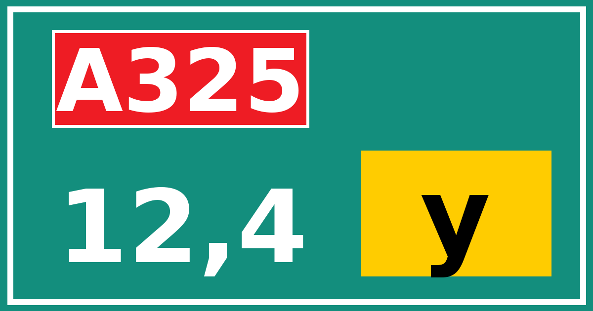 Hectometerbord A325 12,4 letter y