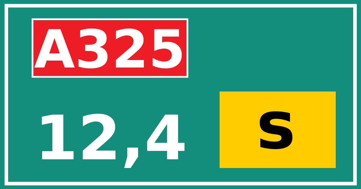 Hectometerbord A325 12,4 letter s