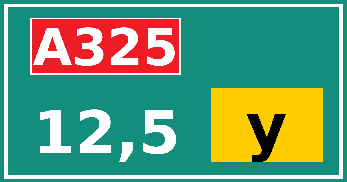 Hectometerbord A325 12,5 letter y