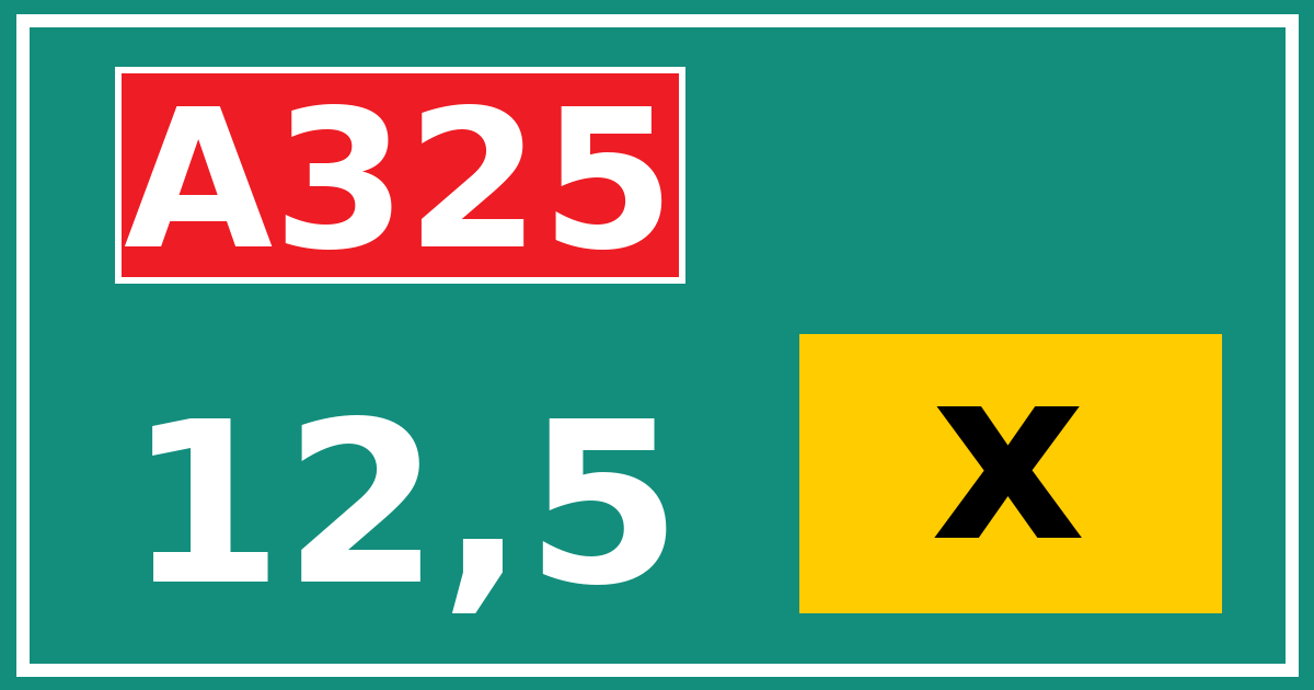 Hectometerbord A325 12,5 letter x