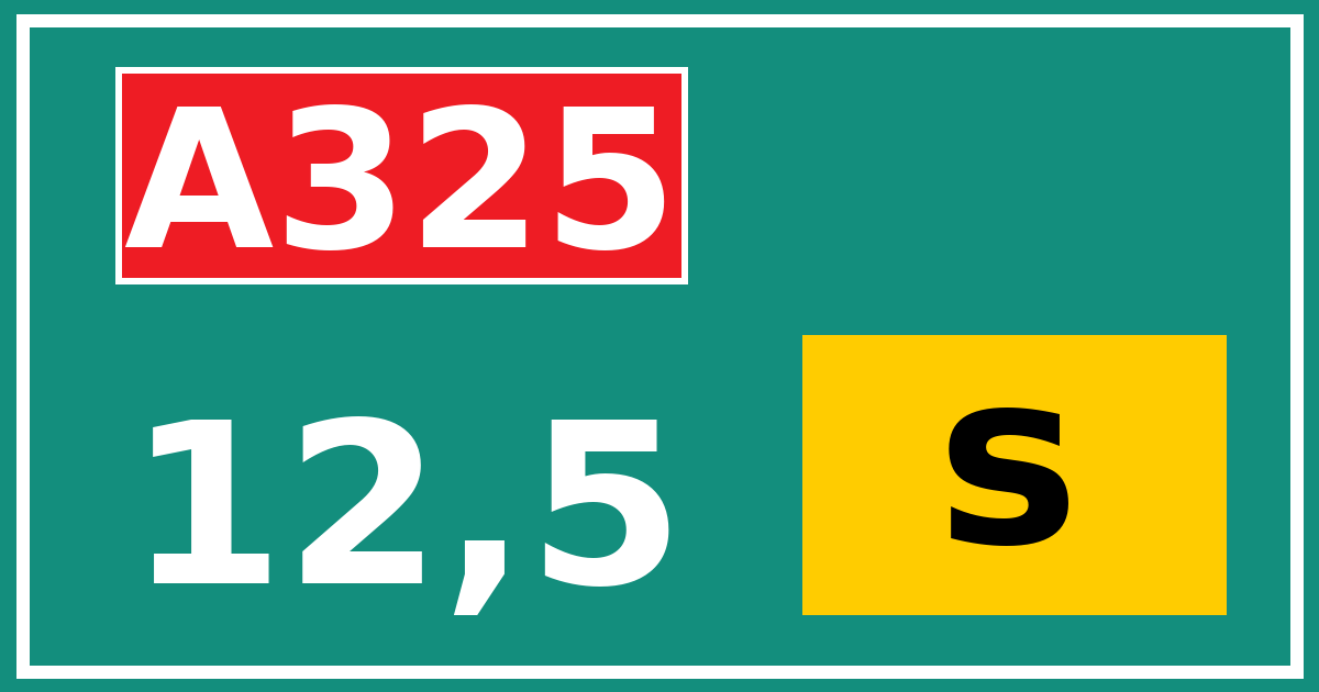 Hectometerbord A325 12,5 letter s