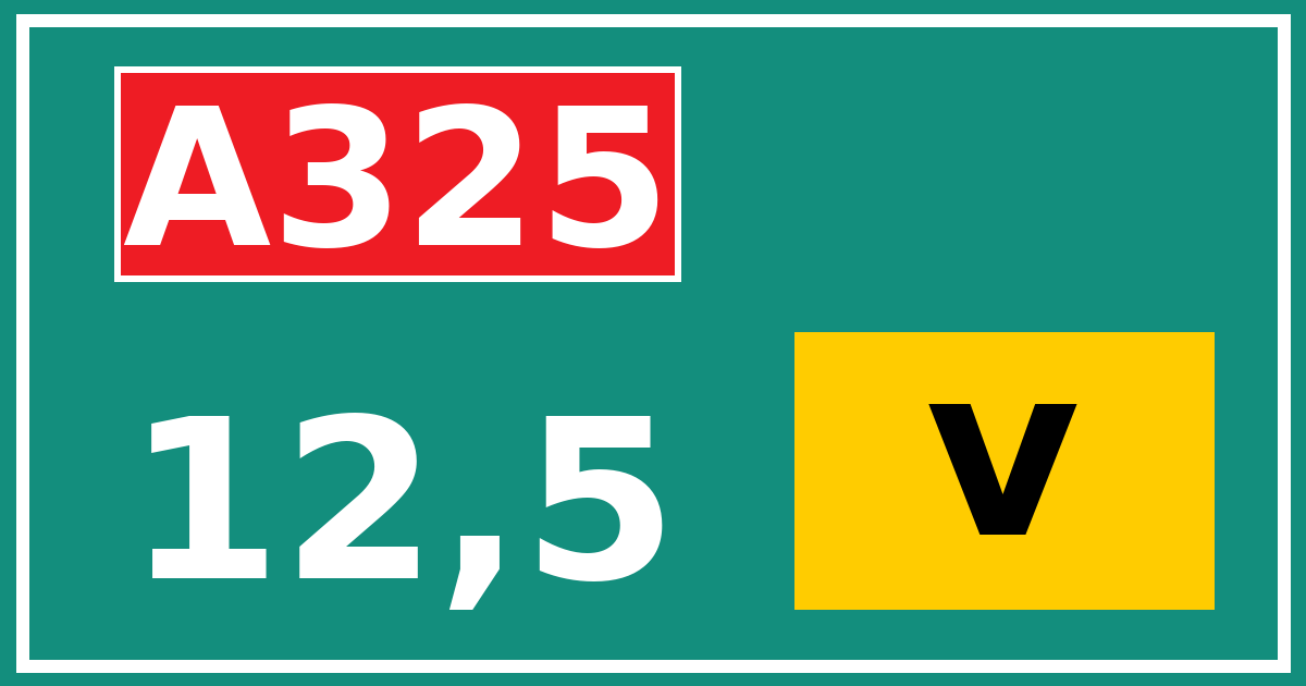Hectometerbord A325 12,5 letter v