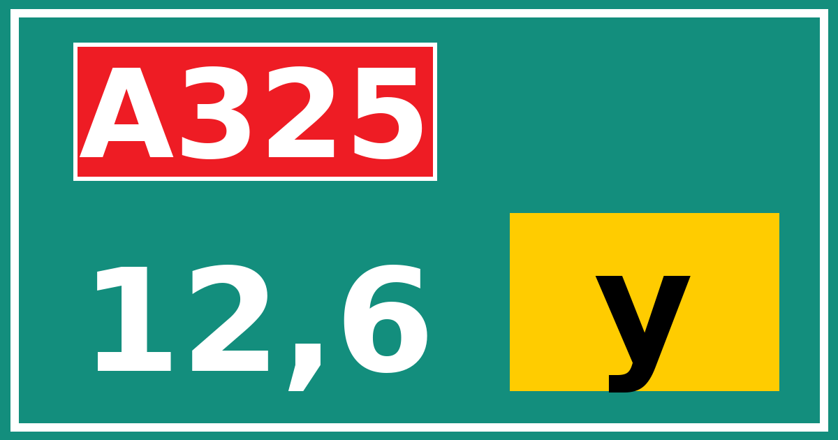 Hectometerbord A325 12,6 letter y