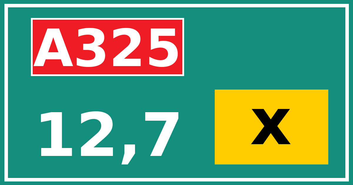 Hectometerbord A325 12,7 letter x