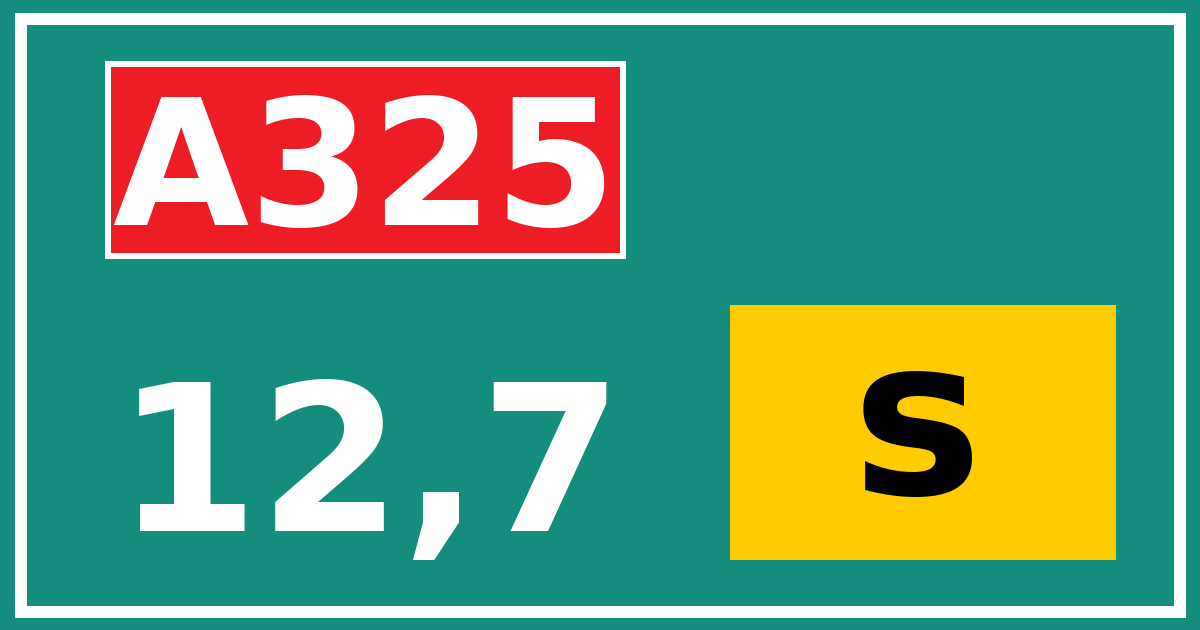 Hectometerbord A325 12,7 letter s