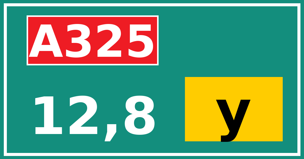 Hectometerbord A325 12,8 letter y