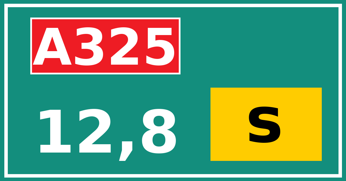 Hectometerbord A325 12,8 letter s