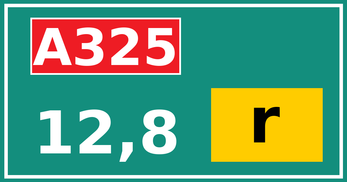 Hectometerbord A325 12,8 letter r